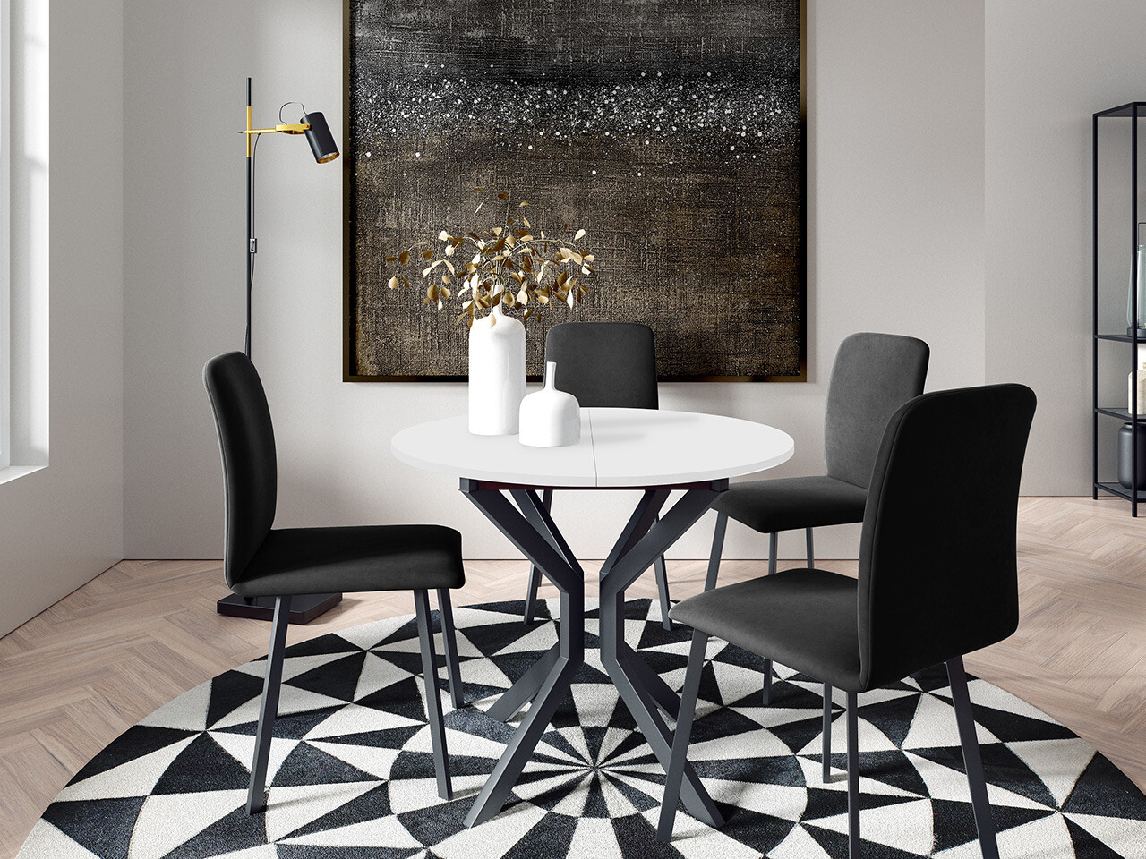 Ēdamistabas komplekts Edmond 118 (Balts + Melns)