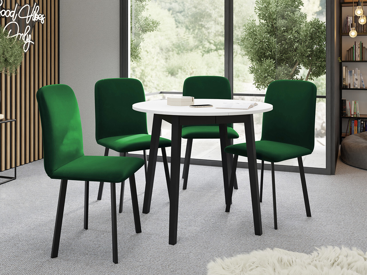 Ēdamistabas komplekts Edmond 119 (Balts + Melns)