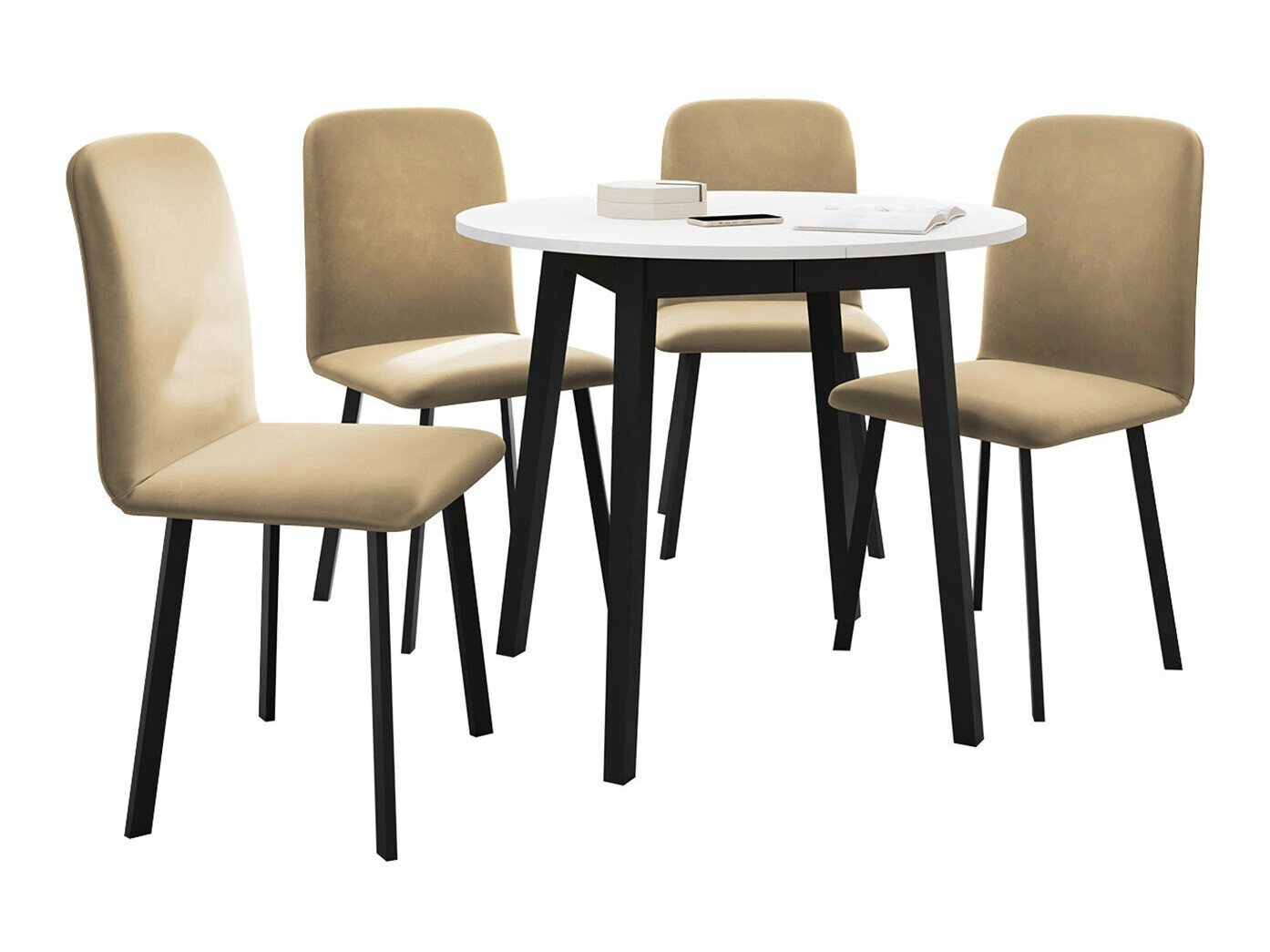 Ēdamistabas komplekts Edmond 119 (Balts + Melns)