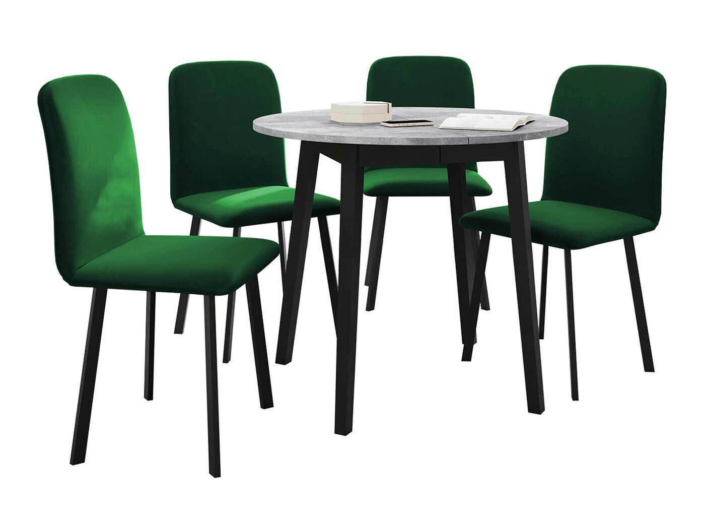 Ēdamistabas komplekts Edmond 119 (Pelēks marmors + Melns)