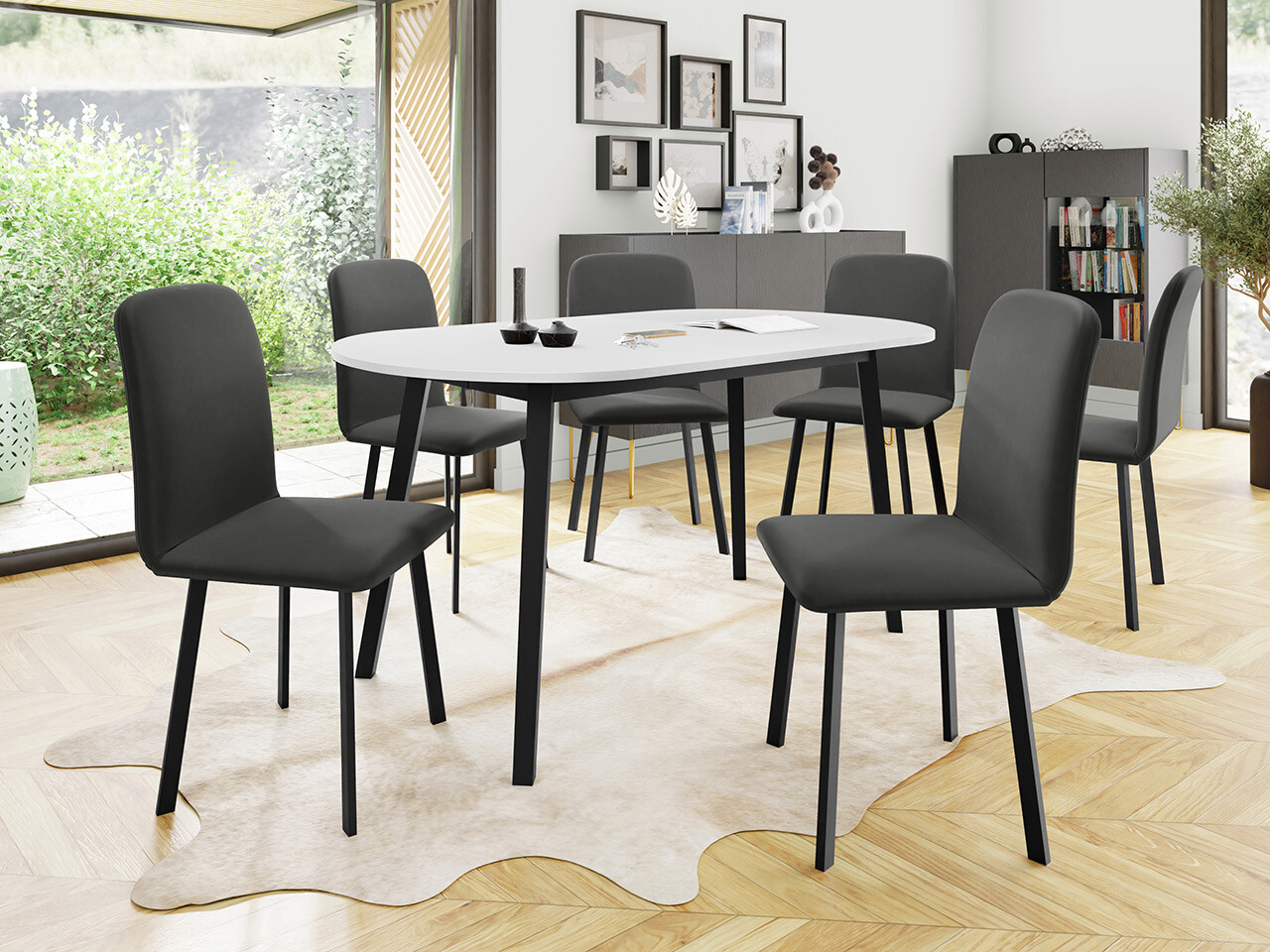 Ēdamistabas komplekts Edmond 121 (Balts + Melns)