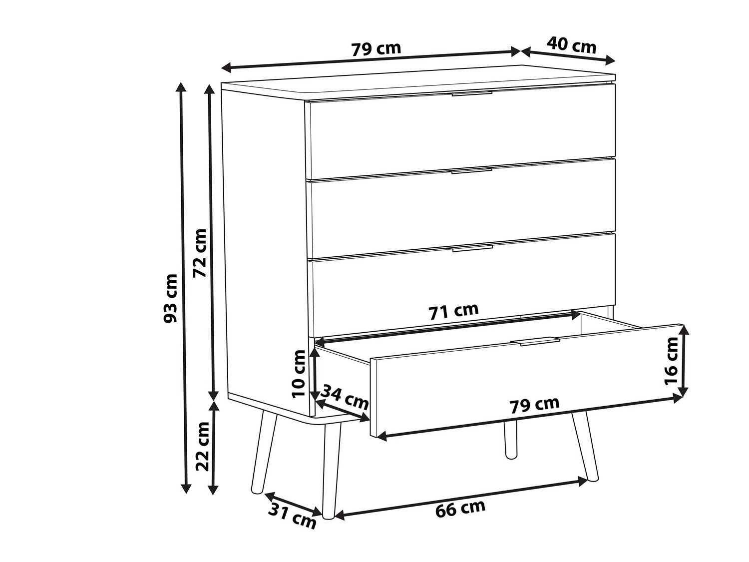 Kомод Berwyn 781 (Белый + Светлое дерево)