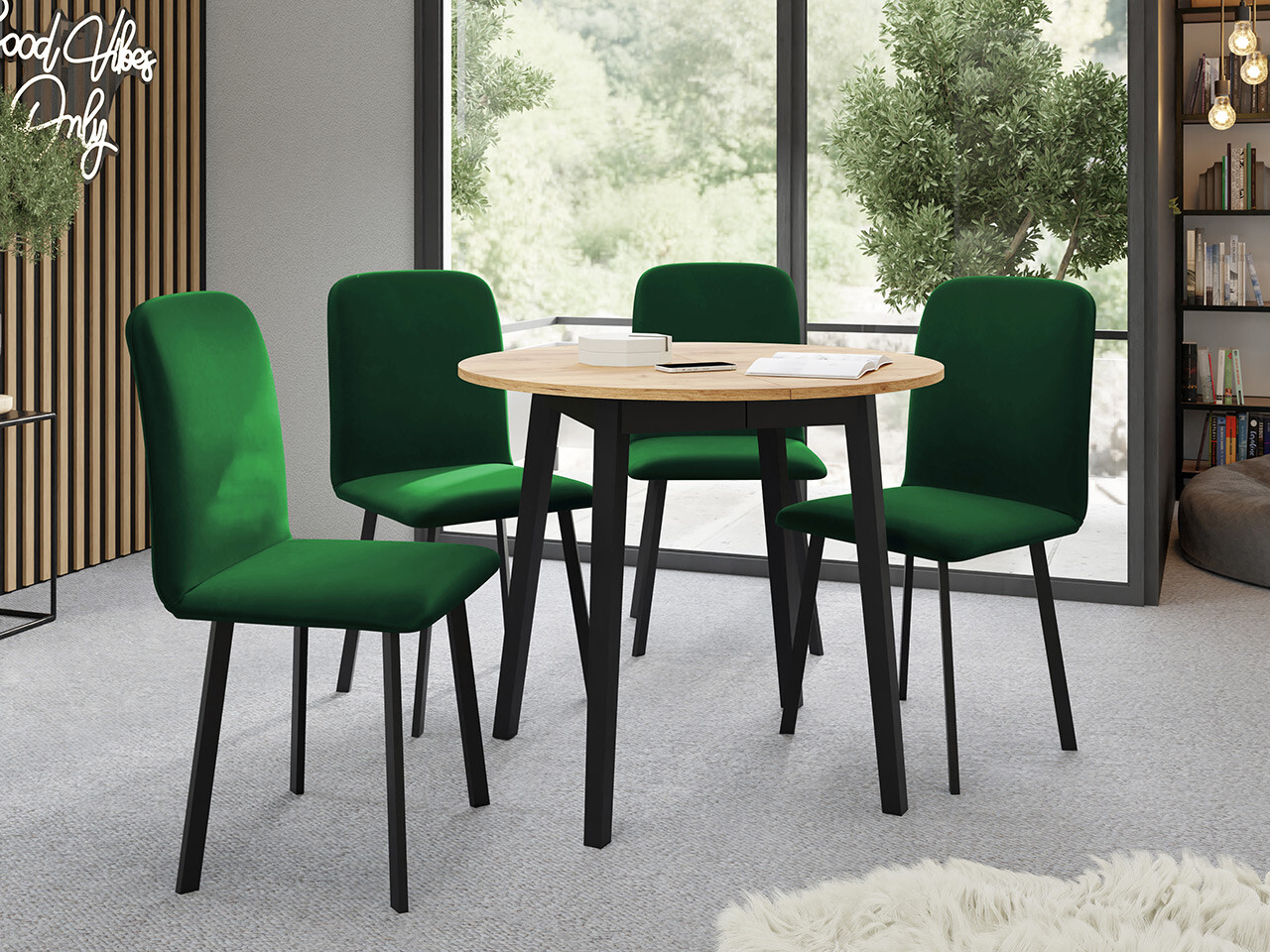 Обеденный гарнитур Edmond 119 (Ремесло золотой дуб + Чёрный)