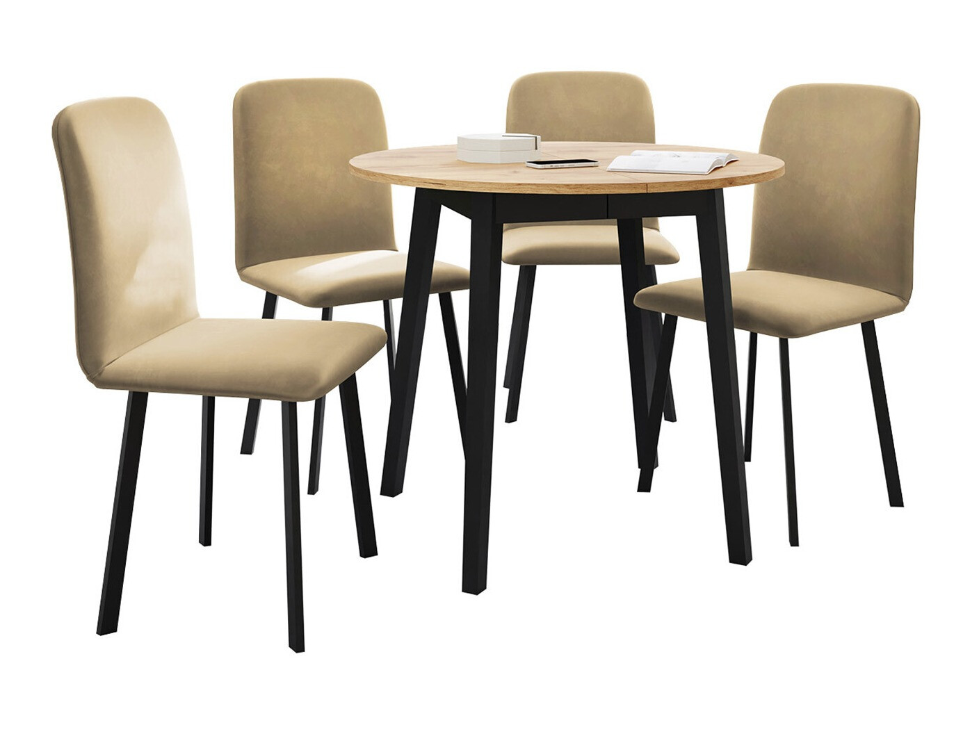 Обеденный гарнитур Edmond 119 (Ремесло золотой дуб + Чёрный)