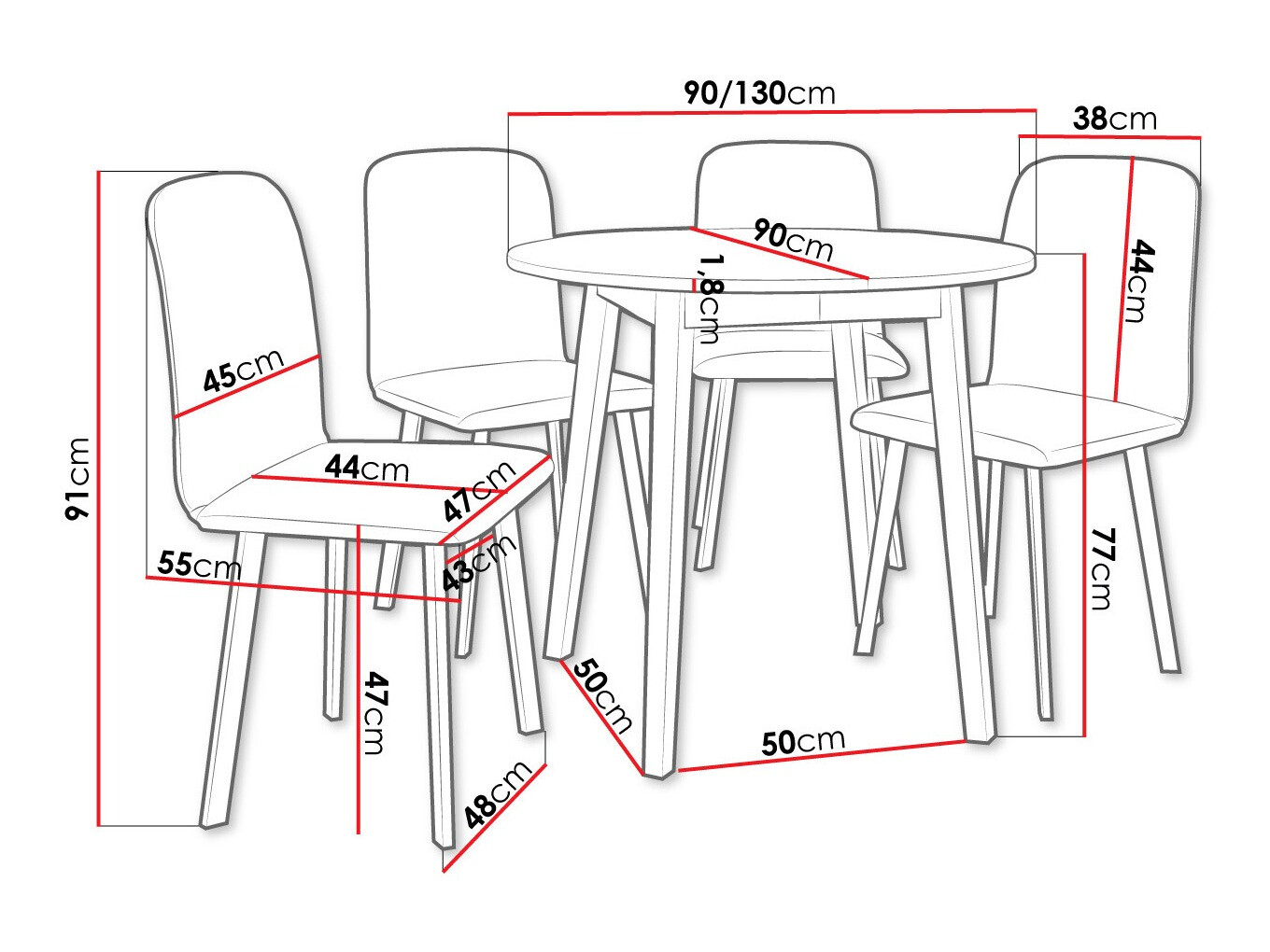 Обеденный гарнитур Edmond 119 (Ремесло золотой дуб + Чёрный)