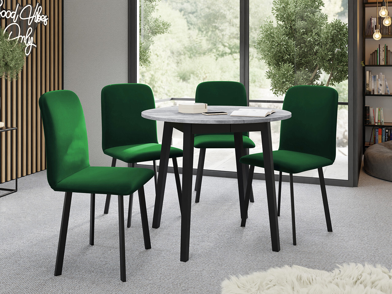 Обеденный гарнитур Edmond 119 (Серый мрамор + Чёрный)