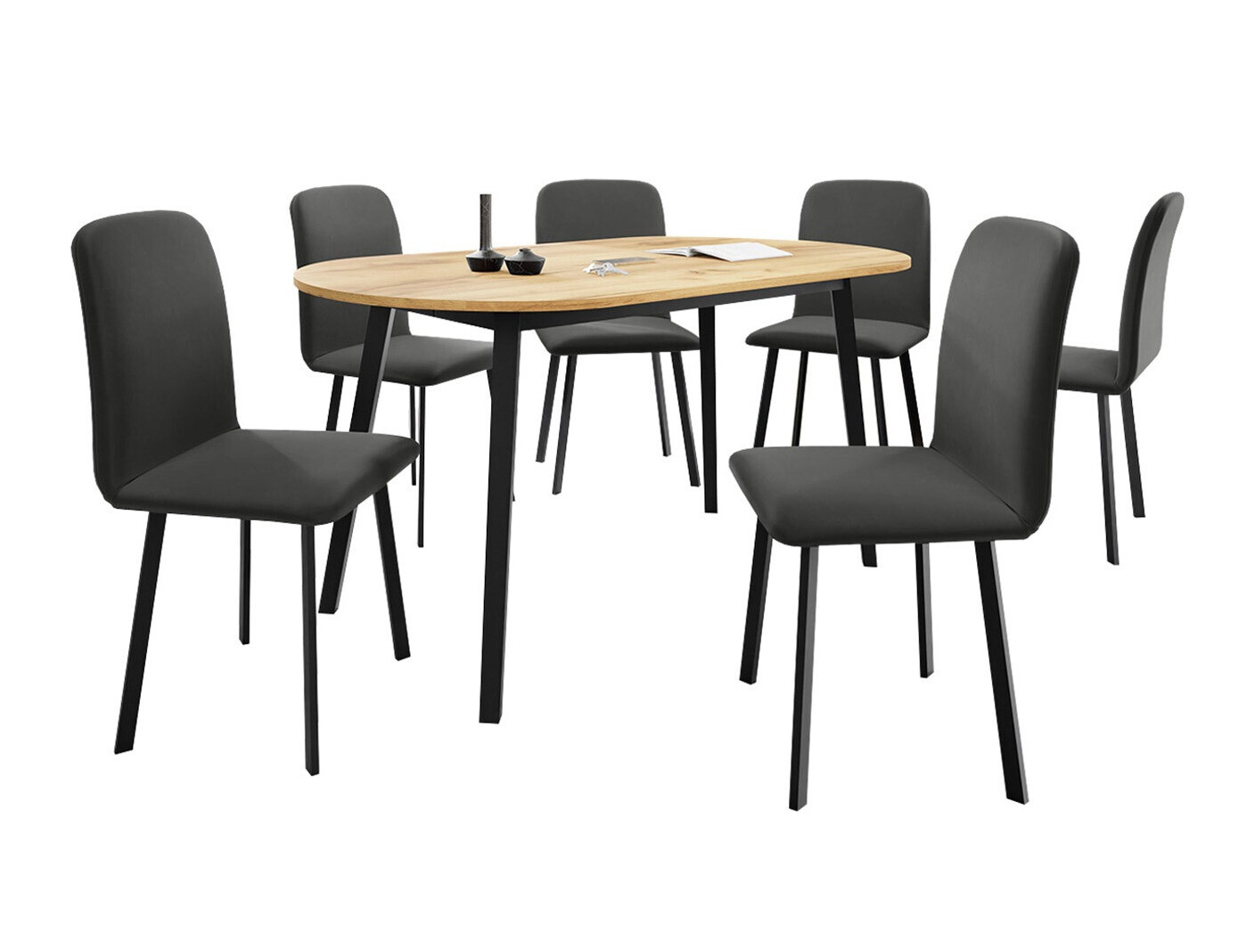 Ēdamistabas komplekts Edmond 121 (Amatniecības zelta ozols + Melns)