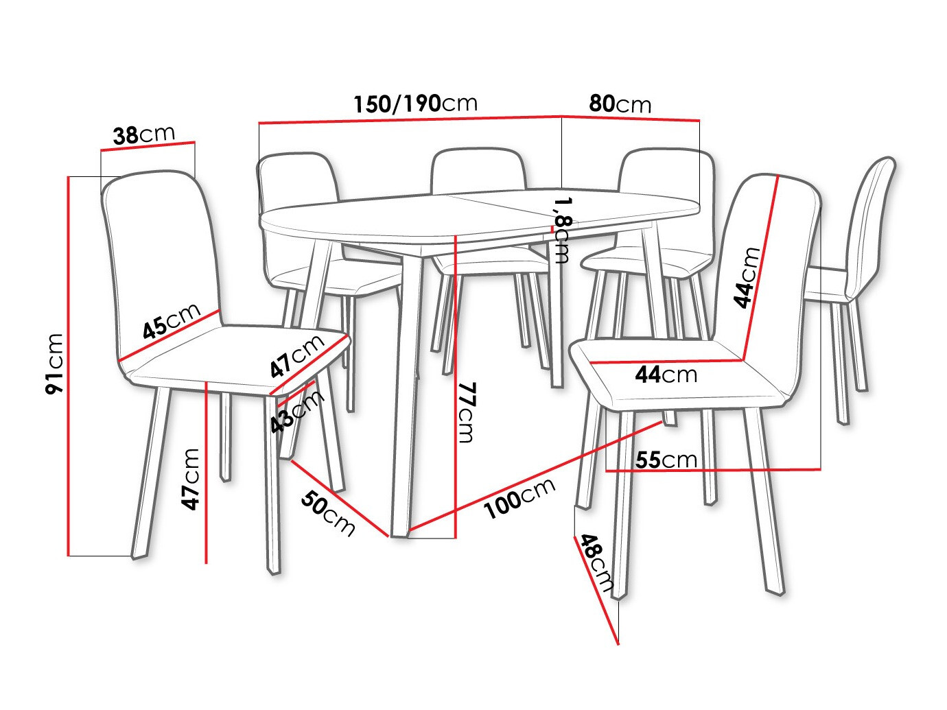 Ēdamistabas komplekts Edmond 121 (Amatniecības zelta ozols + Melns)
