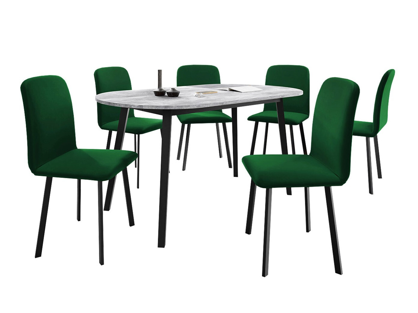 Ēdamistabas komplekts Edmond 121 (Pelēks marmors + Melns)