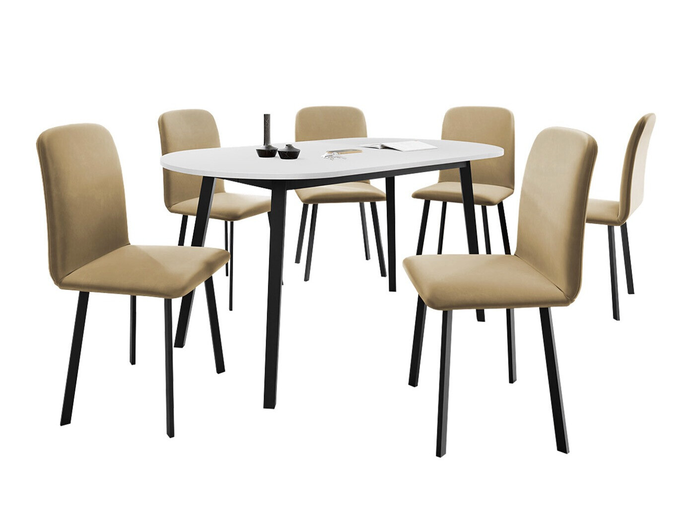 Обеденный гарнитур Edmond 121 (Белый + Чёрный)