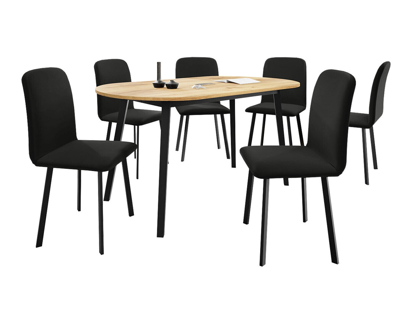 Обеденный гарнитур Edmond 121 (Ремесло золотой дуб + Чёрный)