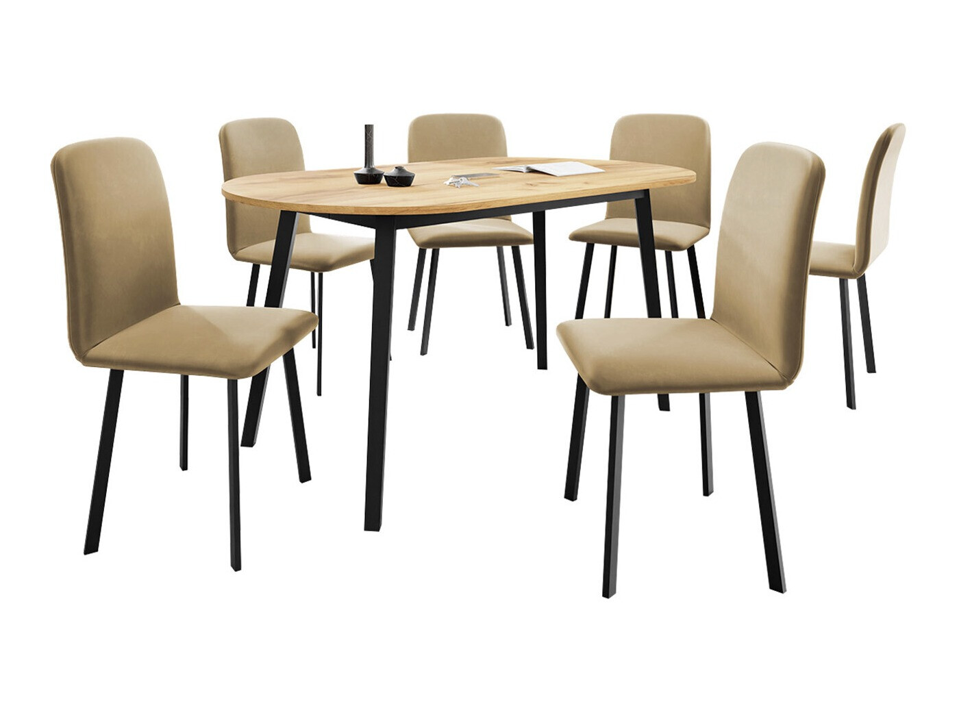 Обеденный гарнитур Edmond 121 (Ремесло золотой дуб + Чёрный)