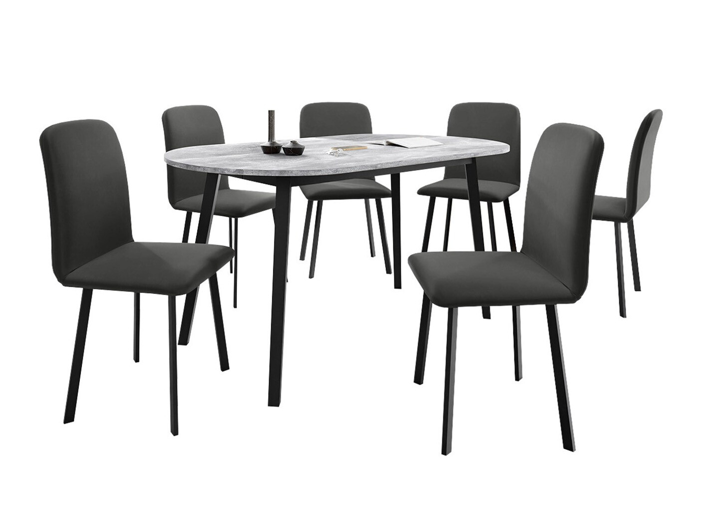 Обеденный гарнитур Edmond 121 (Серый мрамор + Чёрный)
