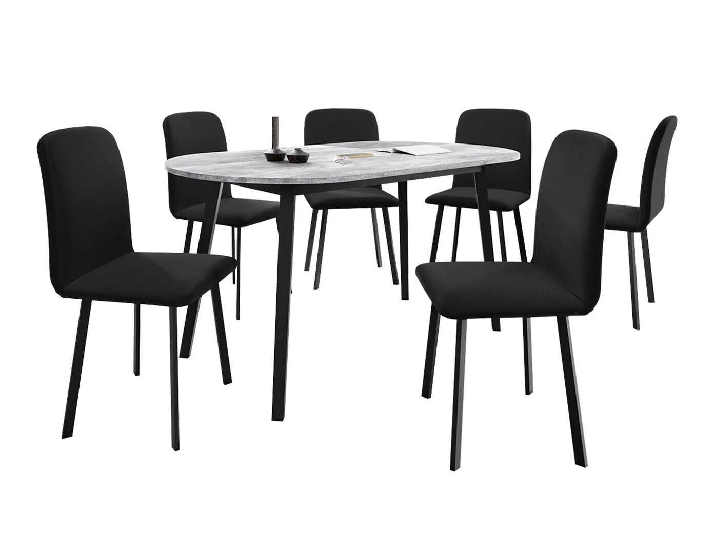 Обеденный гарнитур Edmond 121 (Серый мрамор + Чёрный)
