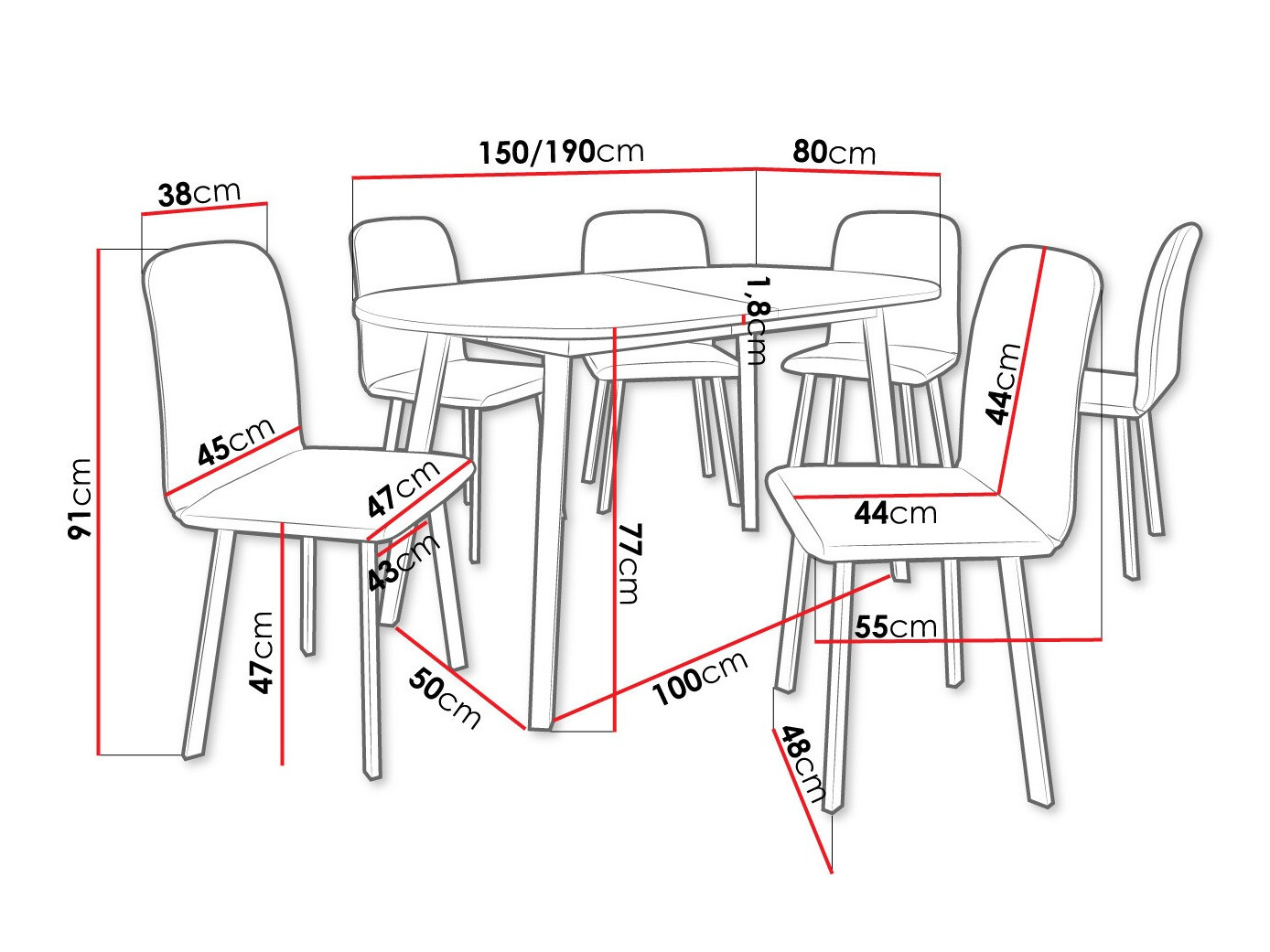 Обеденный гарнитур Edmond 121 (Серый мрамор + Чёрный)