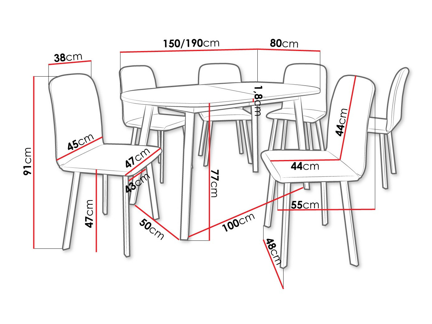 Обеденный гарнитур Edmond 121 (Серый мрамор + Чёрный)