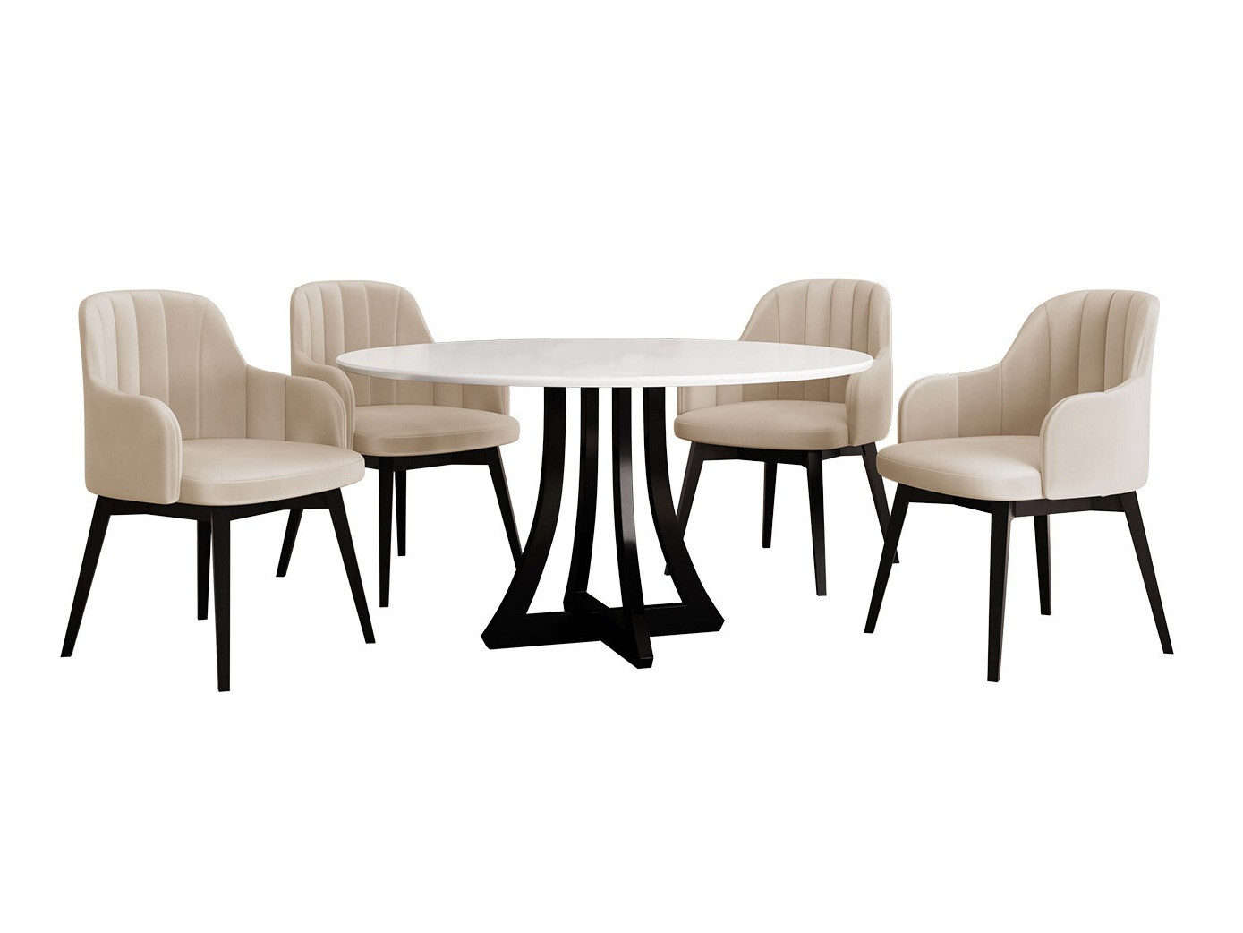 Ēdamistabas komplekts Racine 128 (Glancēts balts + Glancēts melns)