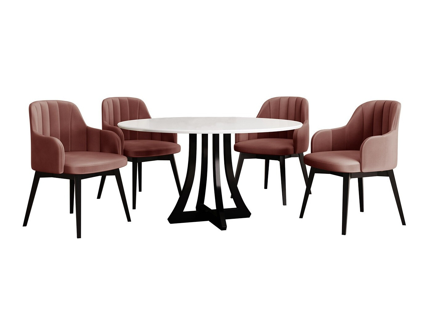 Ēdamistabas komplekts Racine 128 (Glancēts balts + Glancēts melns)