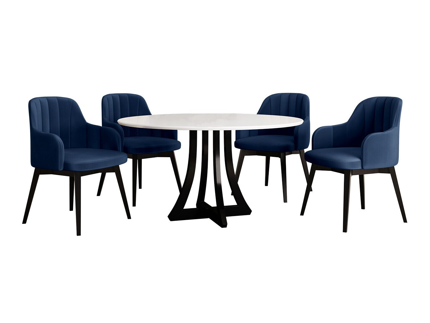 Обеденный гарнитур Racine 128 (Глянцевый белый + Глянцевый черный)