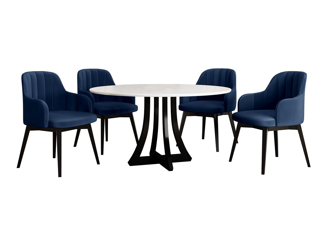 Обеденный гарнитур Racine 137 (Глянцевый белый + Глянцевый черный)