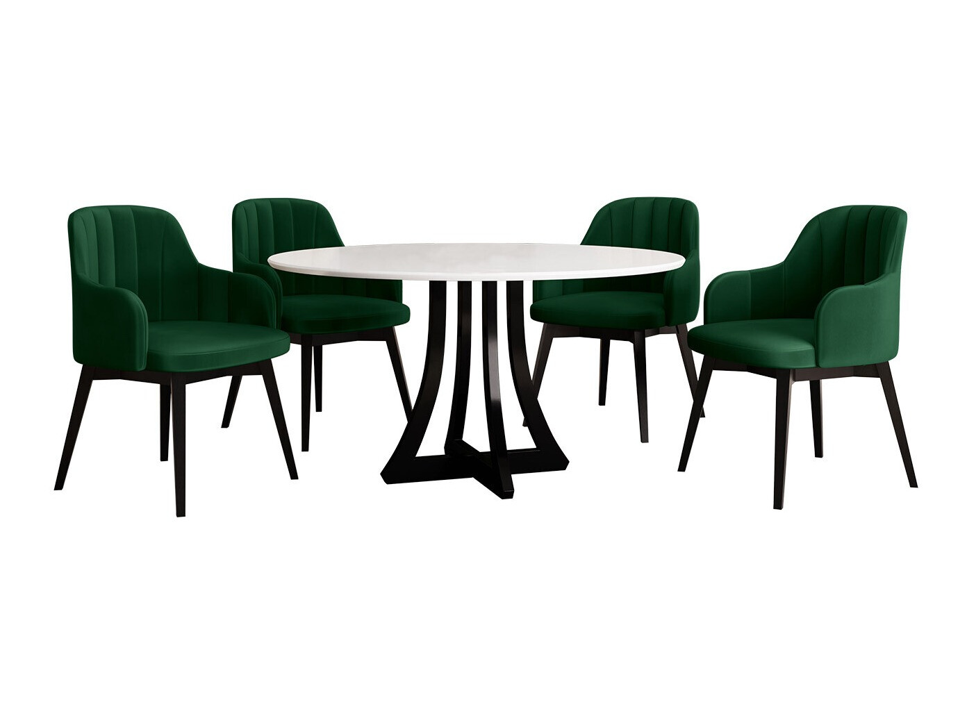 Обеденный гарнитур Racine 137 (Глянцевый белый + Глянцевый черный)