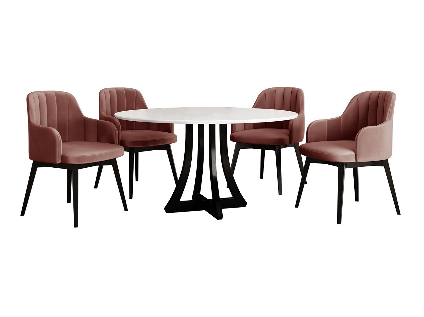 Обеденный гарнитур Racine 137 (Глянцевый белый + Глянцевый черный)