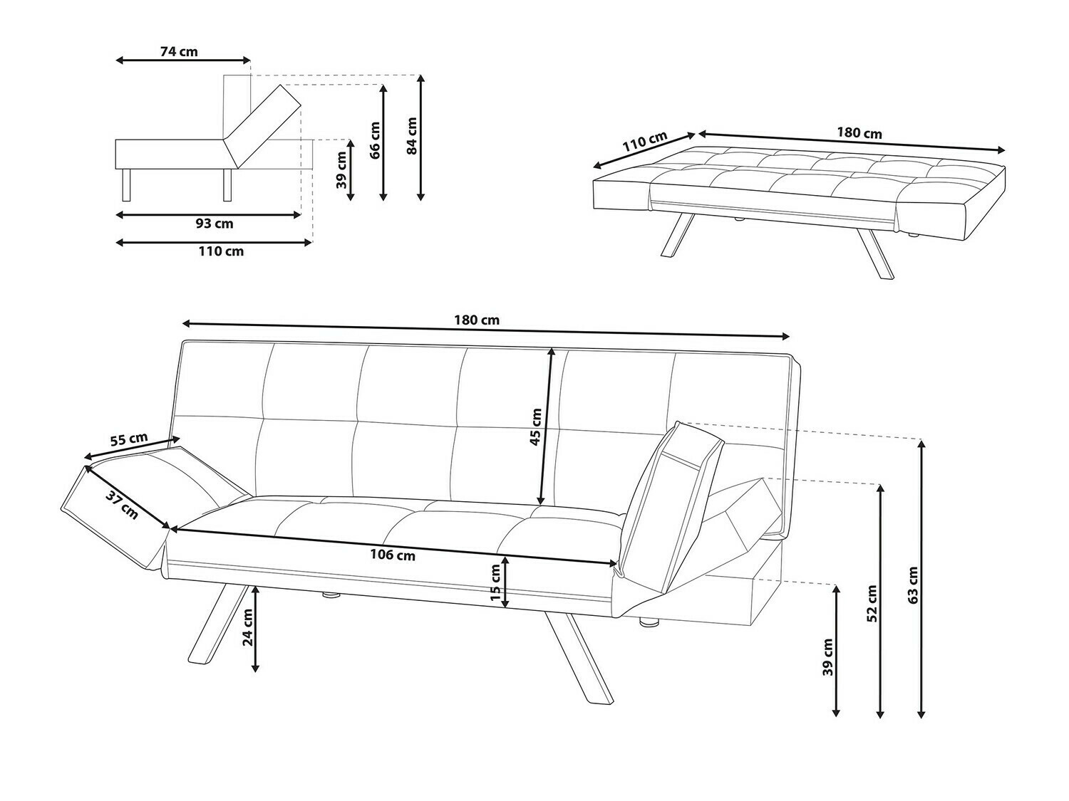 Dīvāns gulta Berwyn 801 (Pelēks)