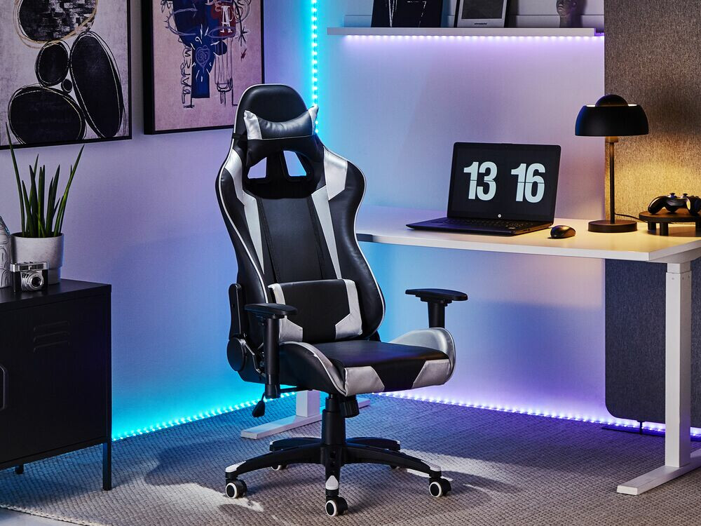 Spēļu krēsls Berwyn 820 (Melns + Sudraba)