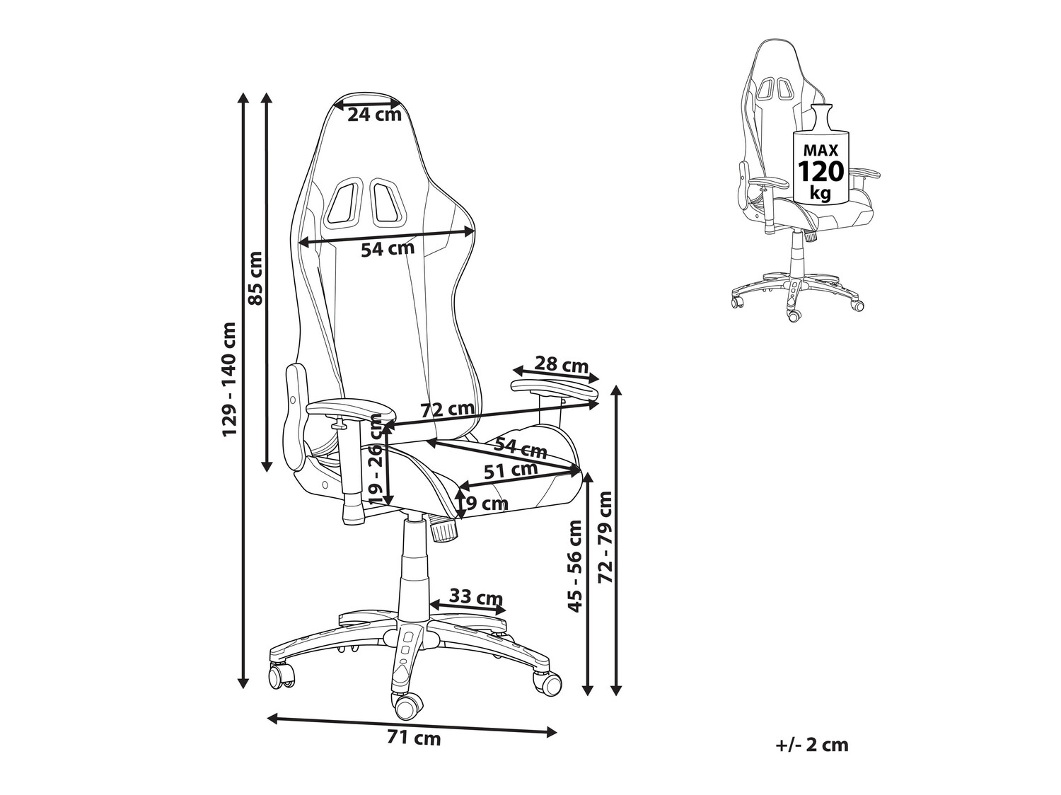 Spēļu krēsls Berwyn 820 (Melns + Zelta)