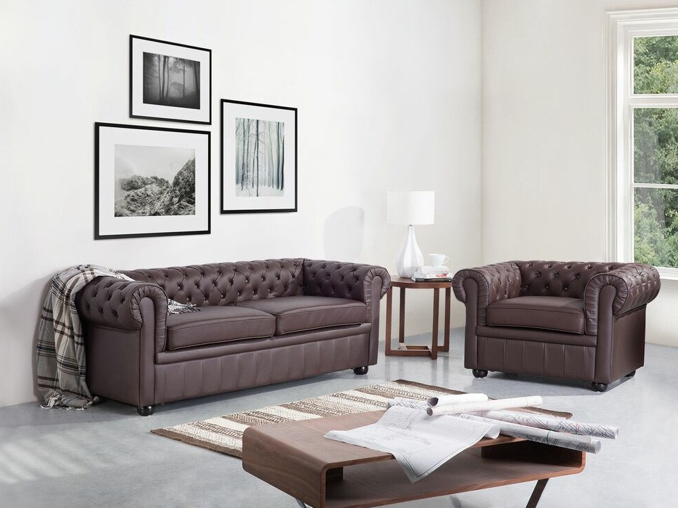 Chesterfield dīvāns Berwyn 832 (Tumši brūns)