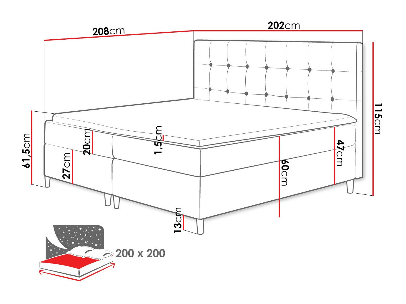 Континентальная кровать Baltimore 130 (Magic Velvet 2215)