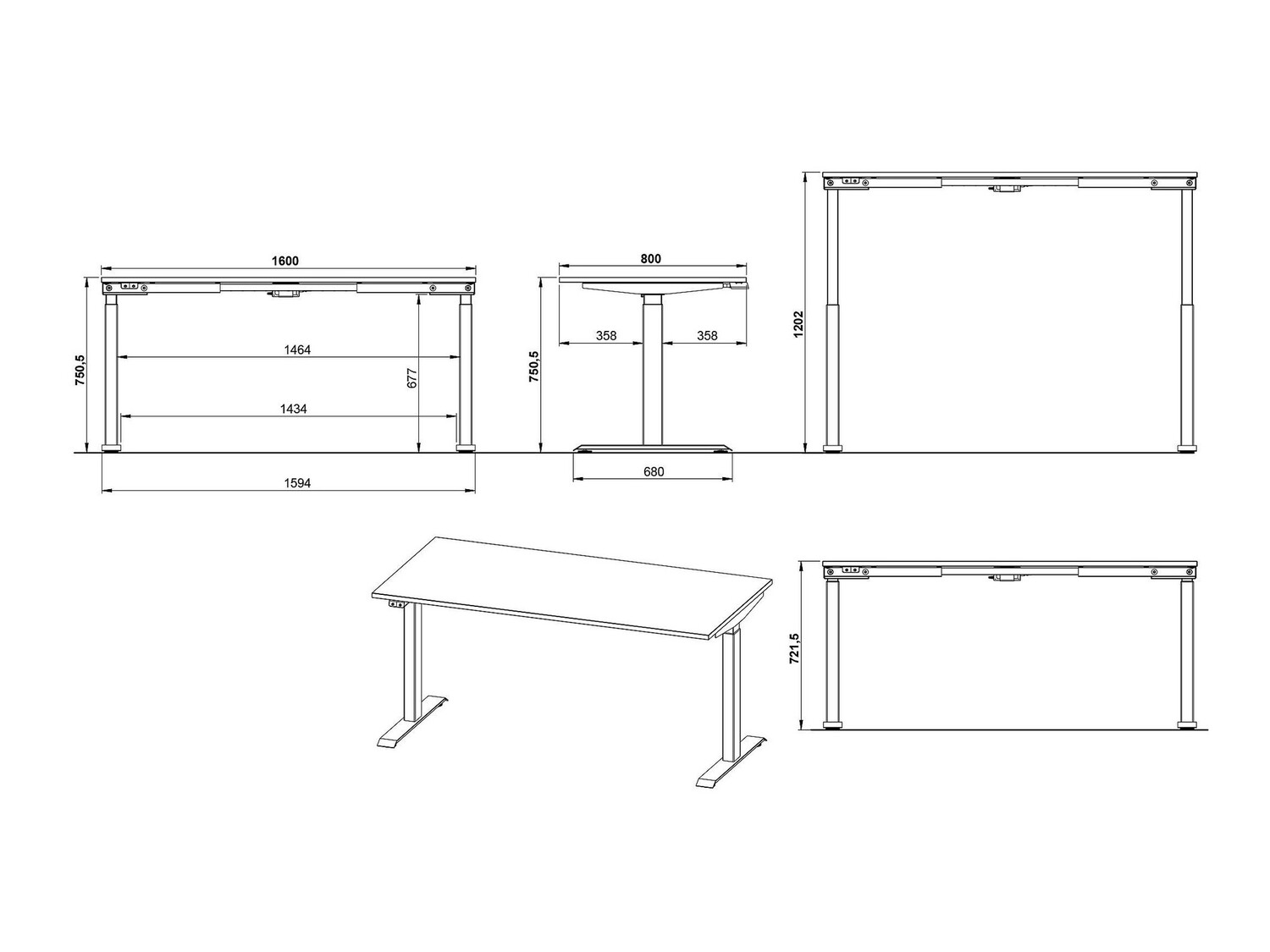 Рабочий стол с регулируемой высотой Feltoru 113 (Белый)