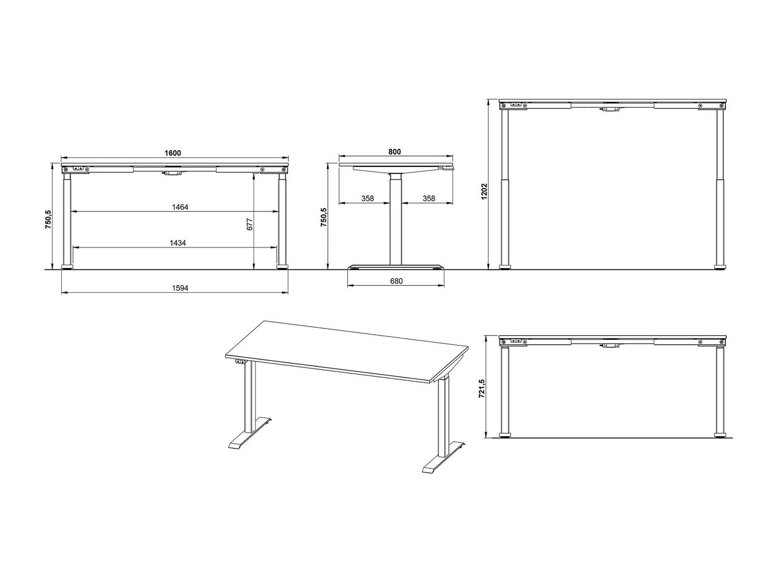 Рабочий стол с регулируемой высотой Feltoru 113 (Графит)