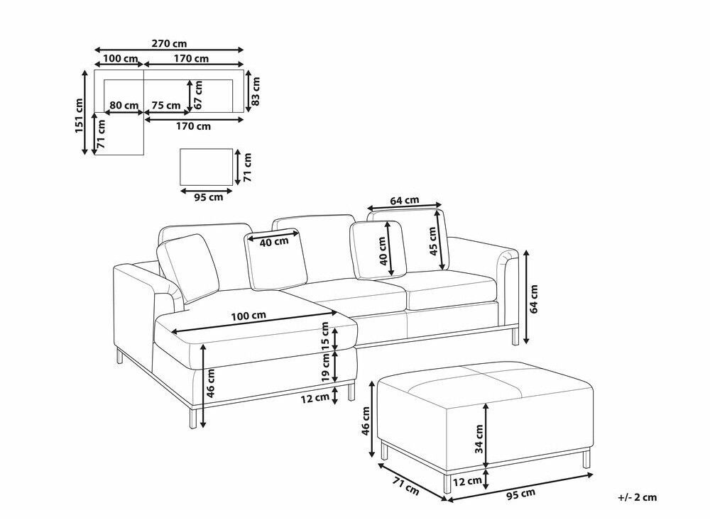 Stūra dīvāns Berwyn 848 (Bēšs)