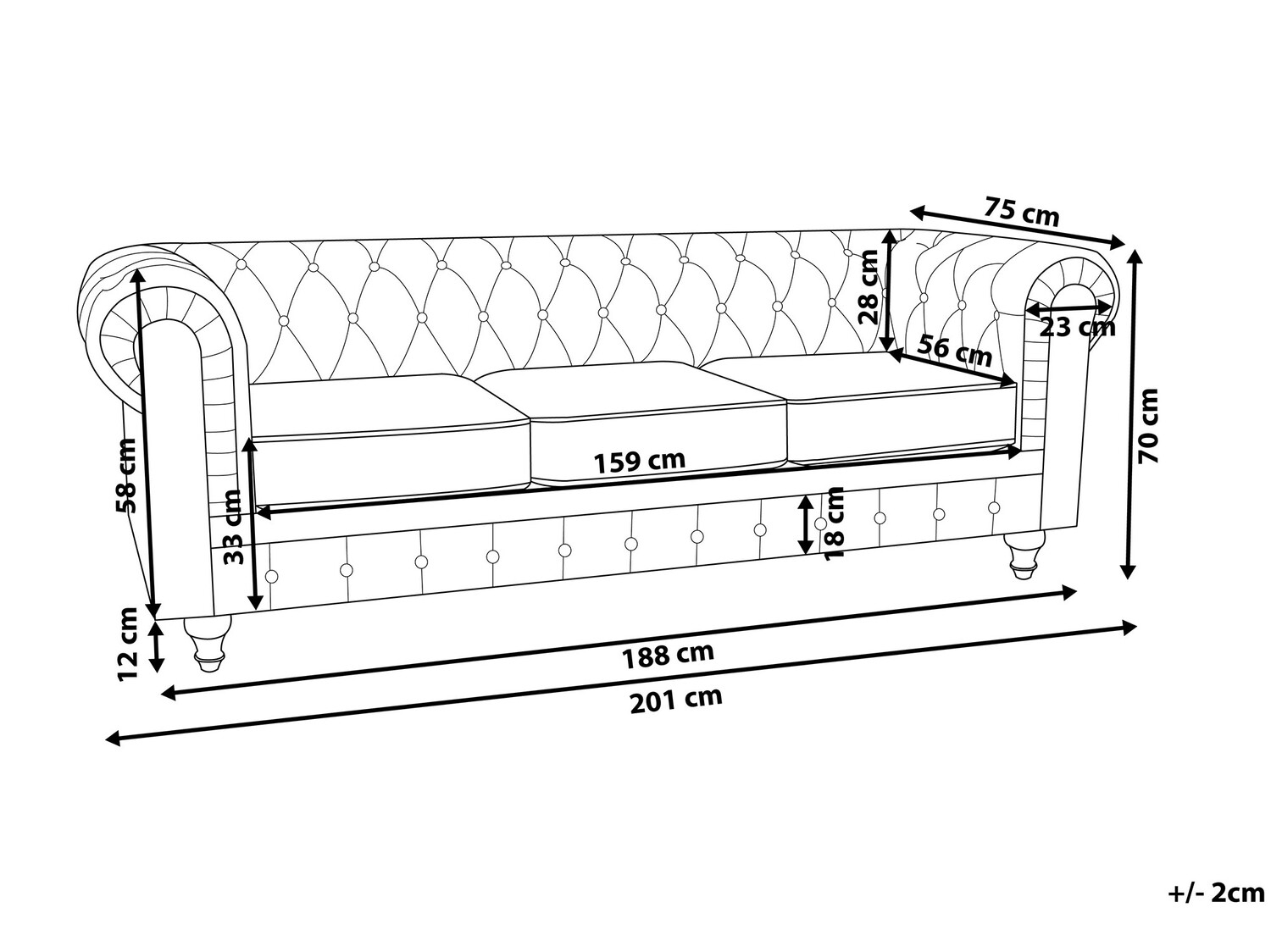 Chesterfield dīvāns Cirdoro 101 (Dzeltens)