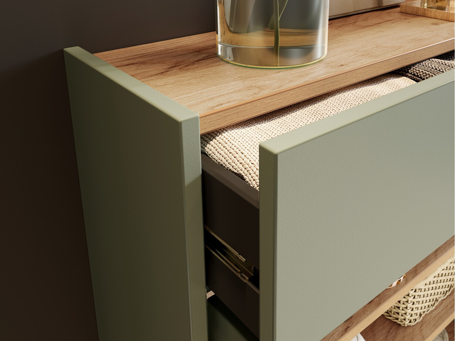 Priekšnama komplekts Cirsale 104 (Putekļaini zaļa + Navarra ozols)