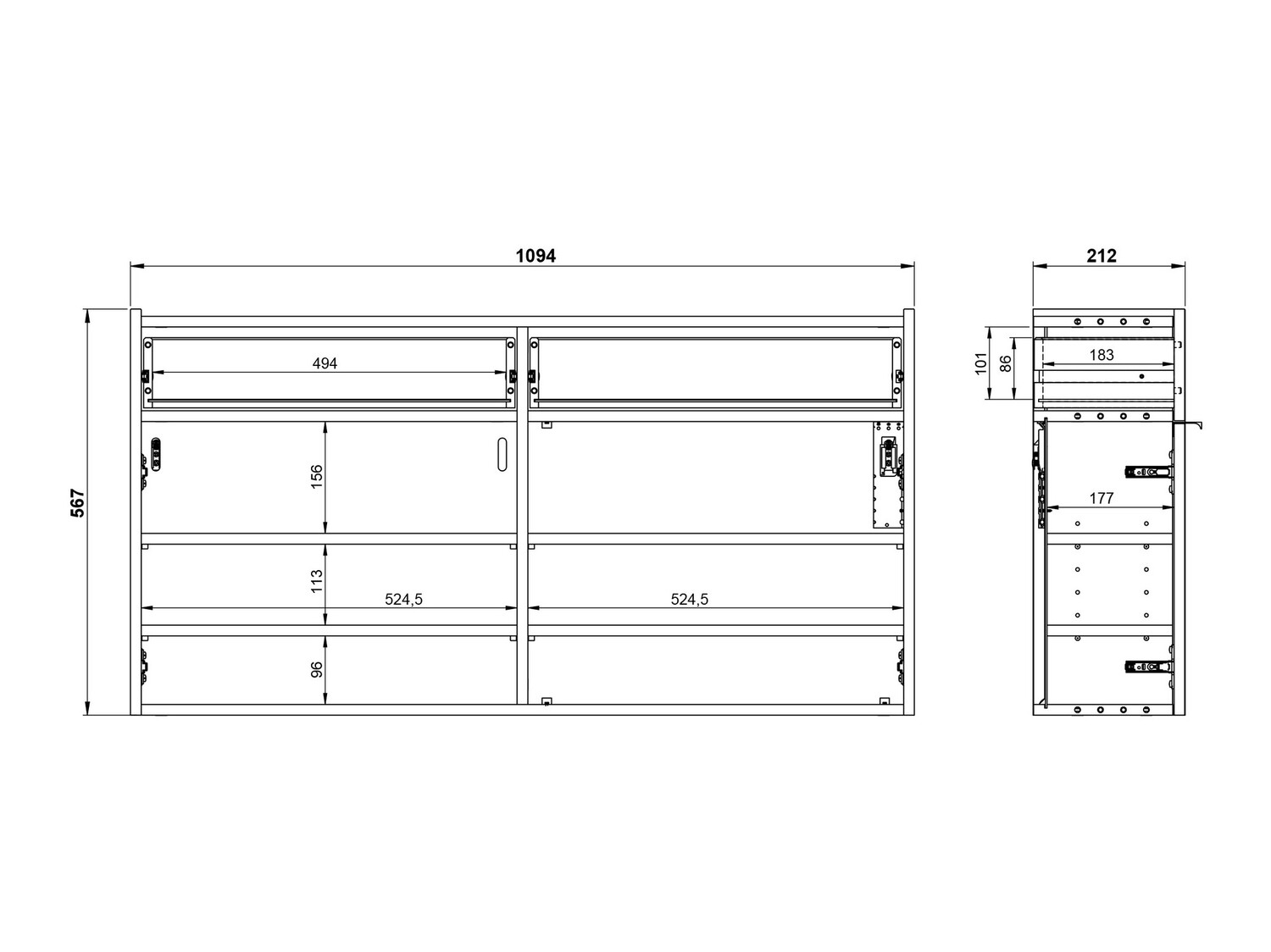 Priekšnama komplekts Cirsale 106 (Grafīts + Navarra ozols)