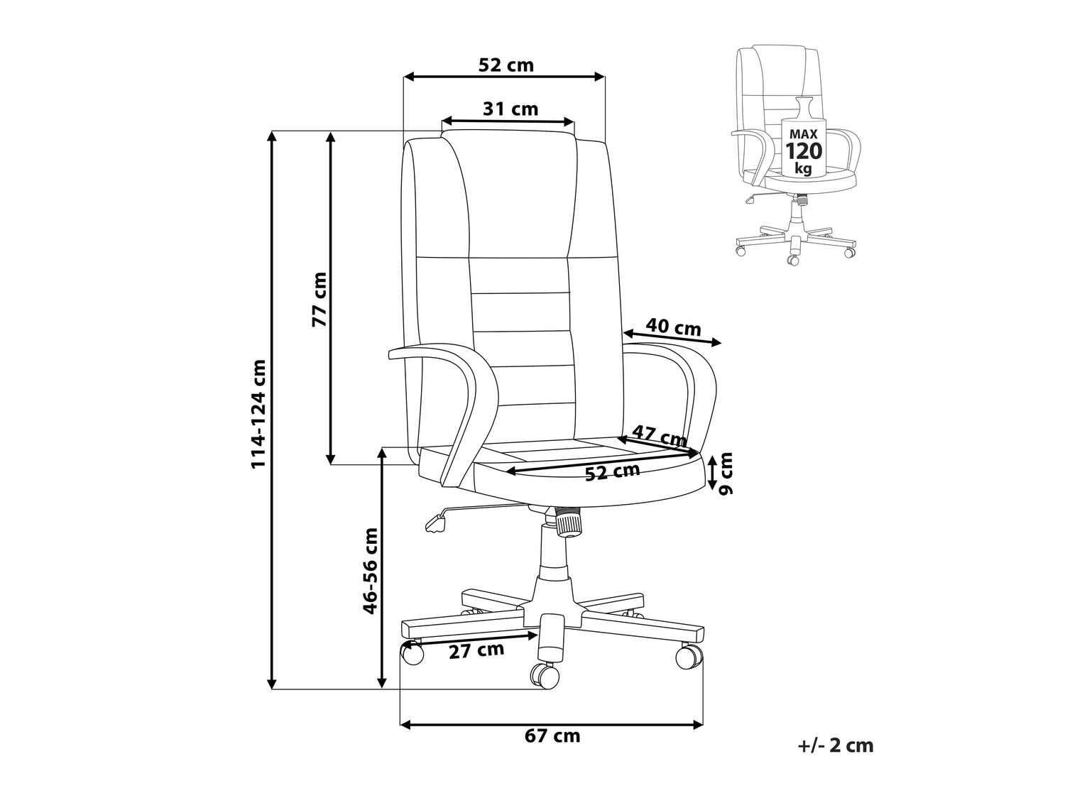 Biroja krēsls Berwyn 855 (Melns)