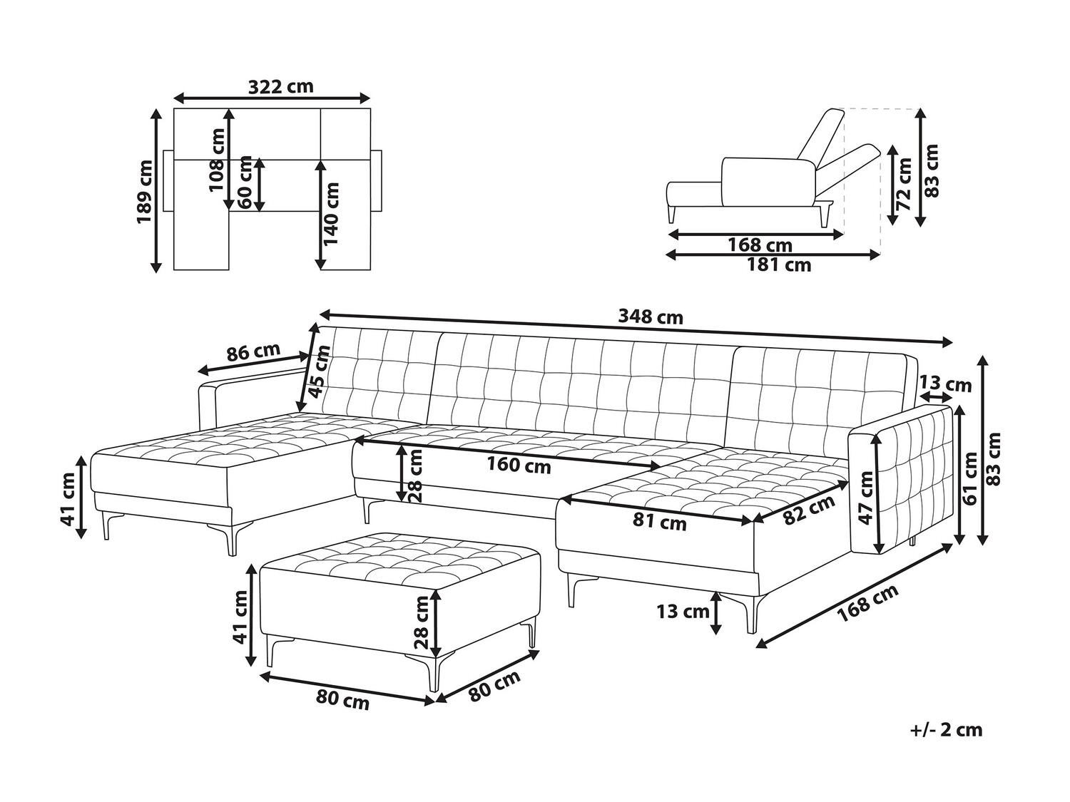 Moduļu stūra dīvāns Felvena 109 (Tumši rozā)