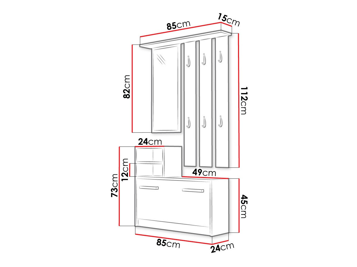 Priekšnama komplekts Mandeville 100 (Melns)