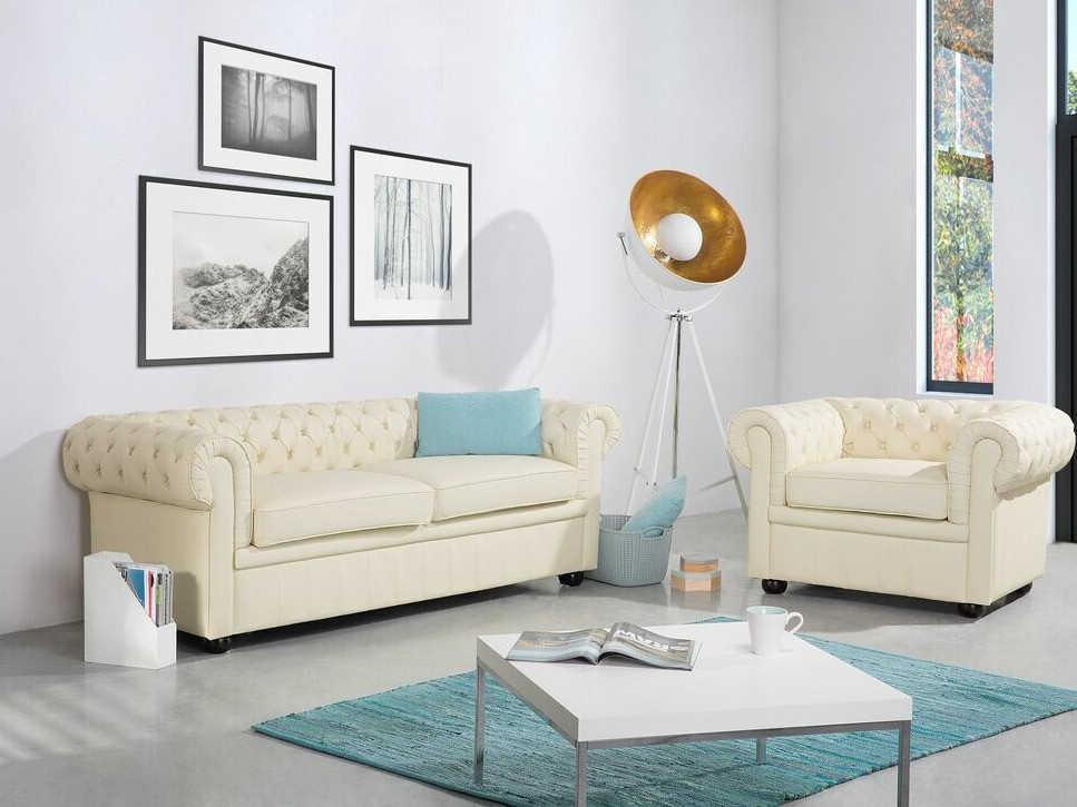 Chesterfield atpūtas krēsls Cirdoro 105 (Krēms)