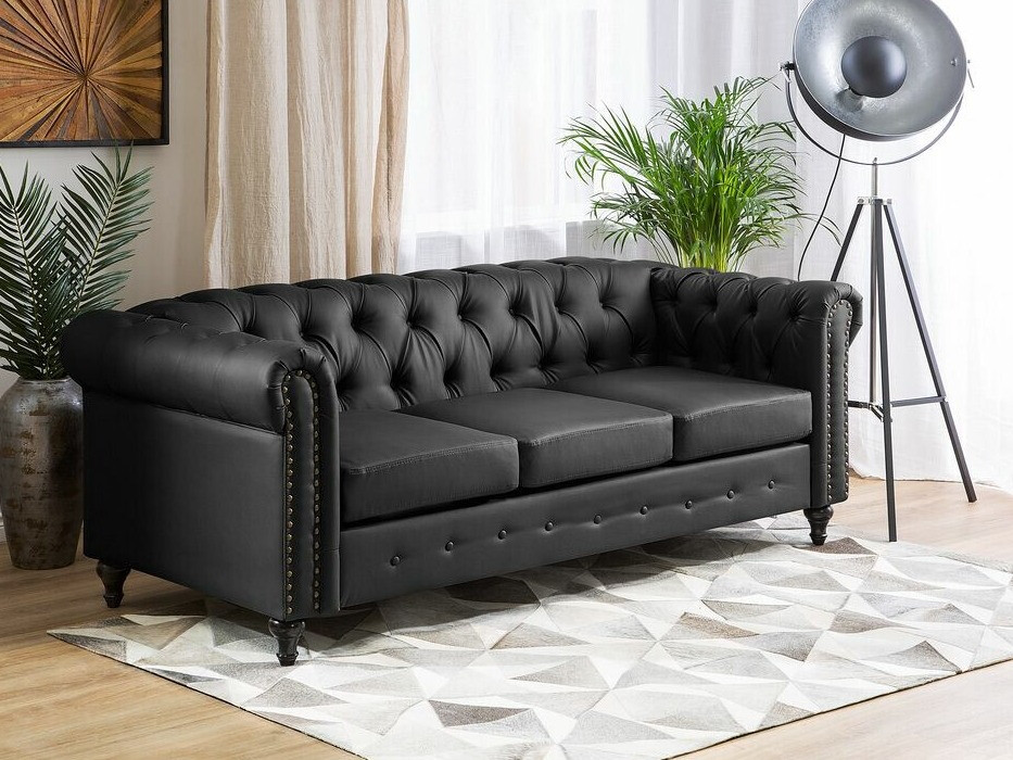 Chesterfield dīvāns Cirdoro 106 (Melns)