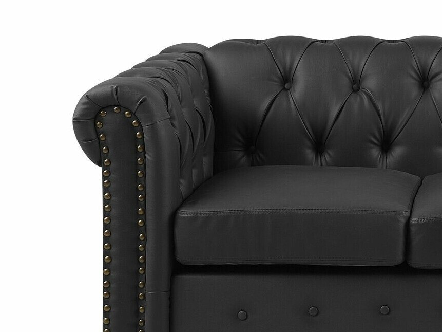 Chesterfield dīvāns Cirdoro 106 (Melns)