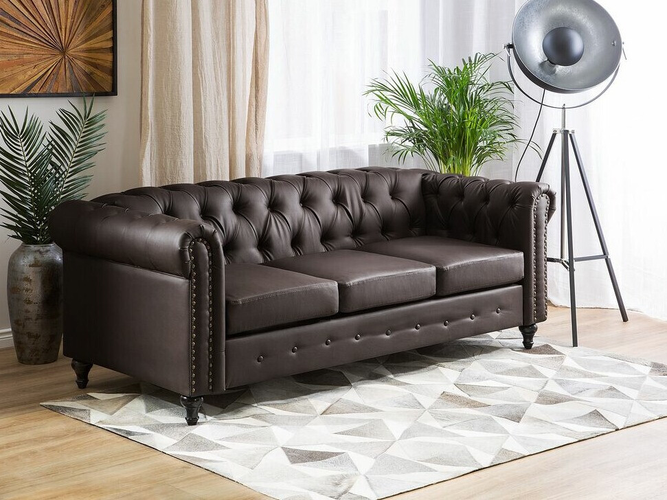 Chesterfield dīvāns Cirdoro 106 (Tumši brūns)