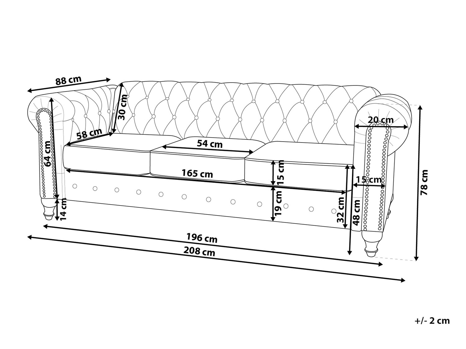Диван Chesterfield Cirdoro 106 (Чёрный)