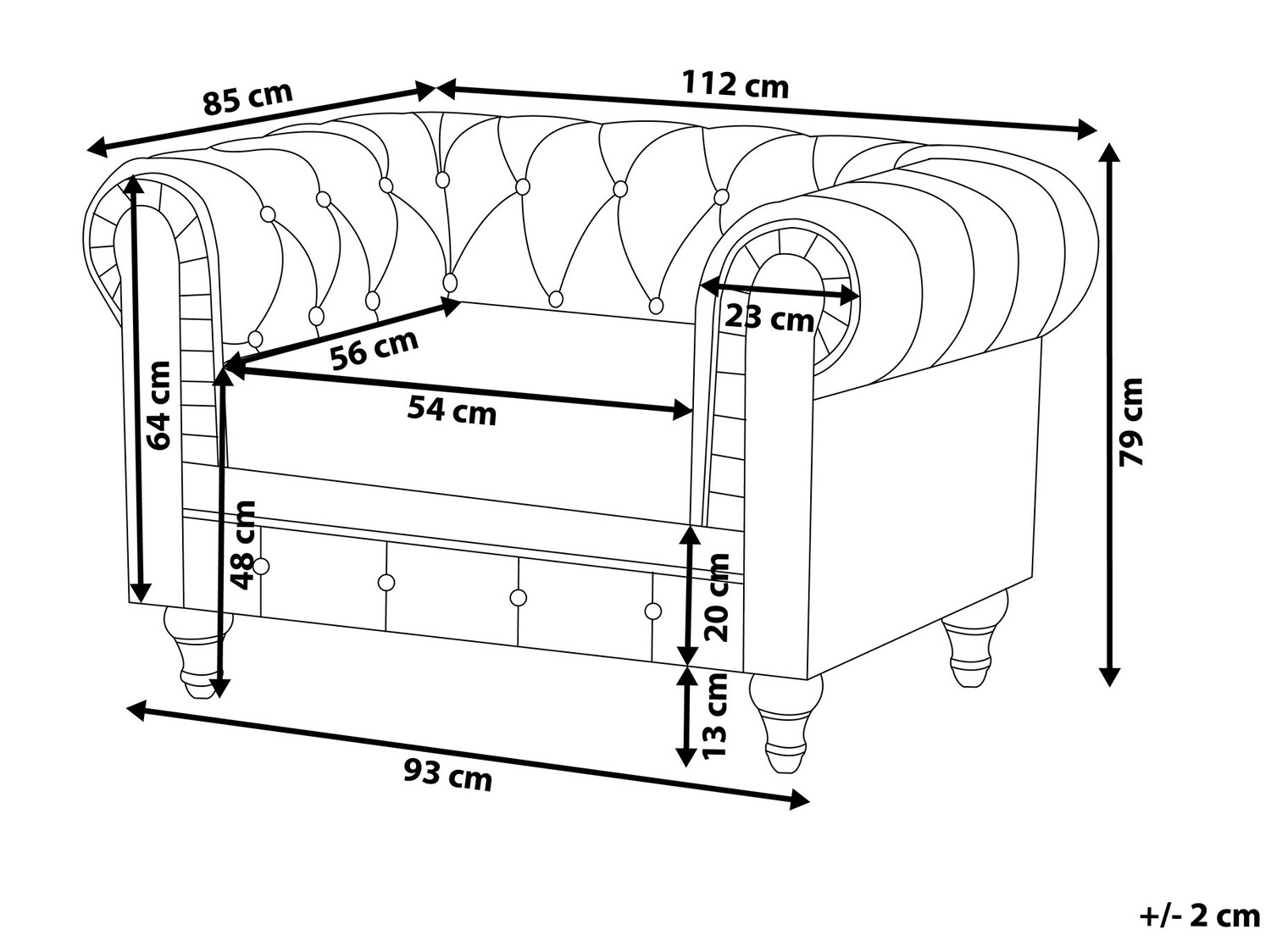 Chesterfield krēsls Cirdoro 107 (Pelēks)
