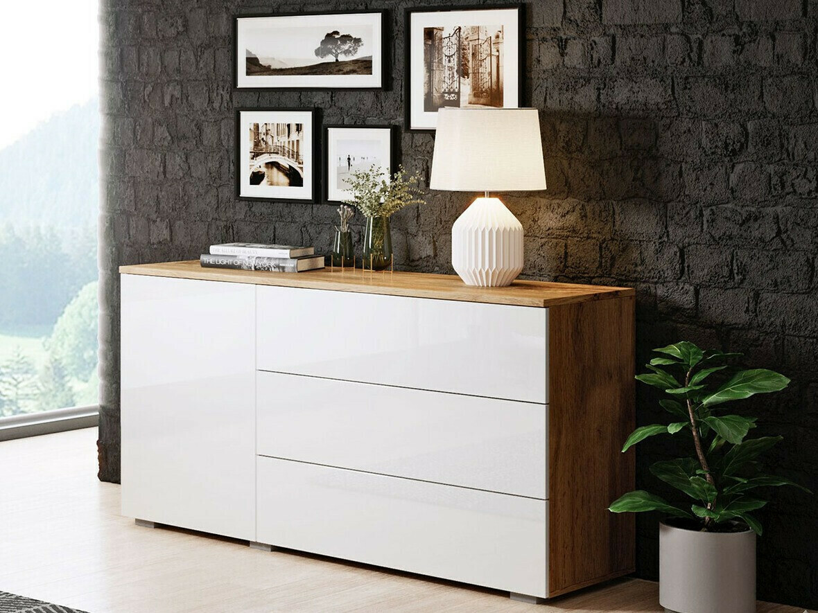 Kumode Sarasota 128 (Votan ozols + Glancēts balts)