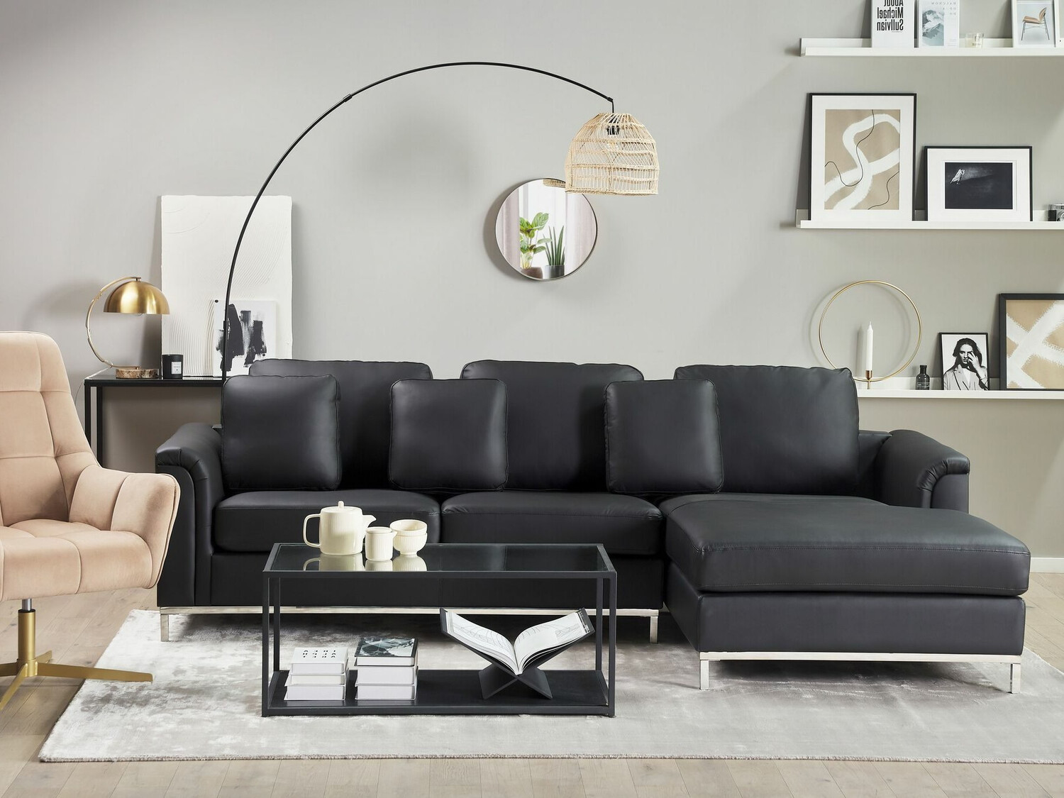 Stūra dīvāns Berwyn 884 (Melns)