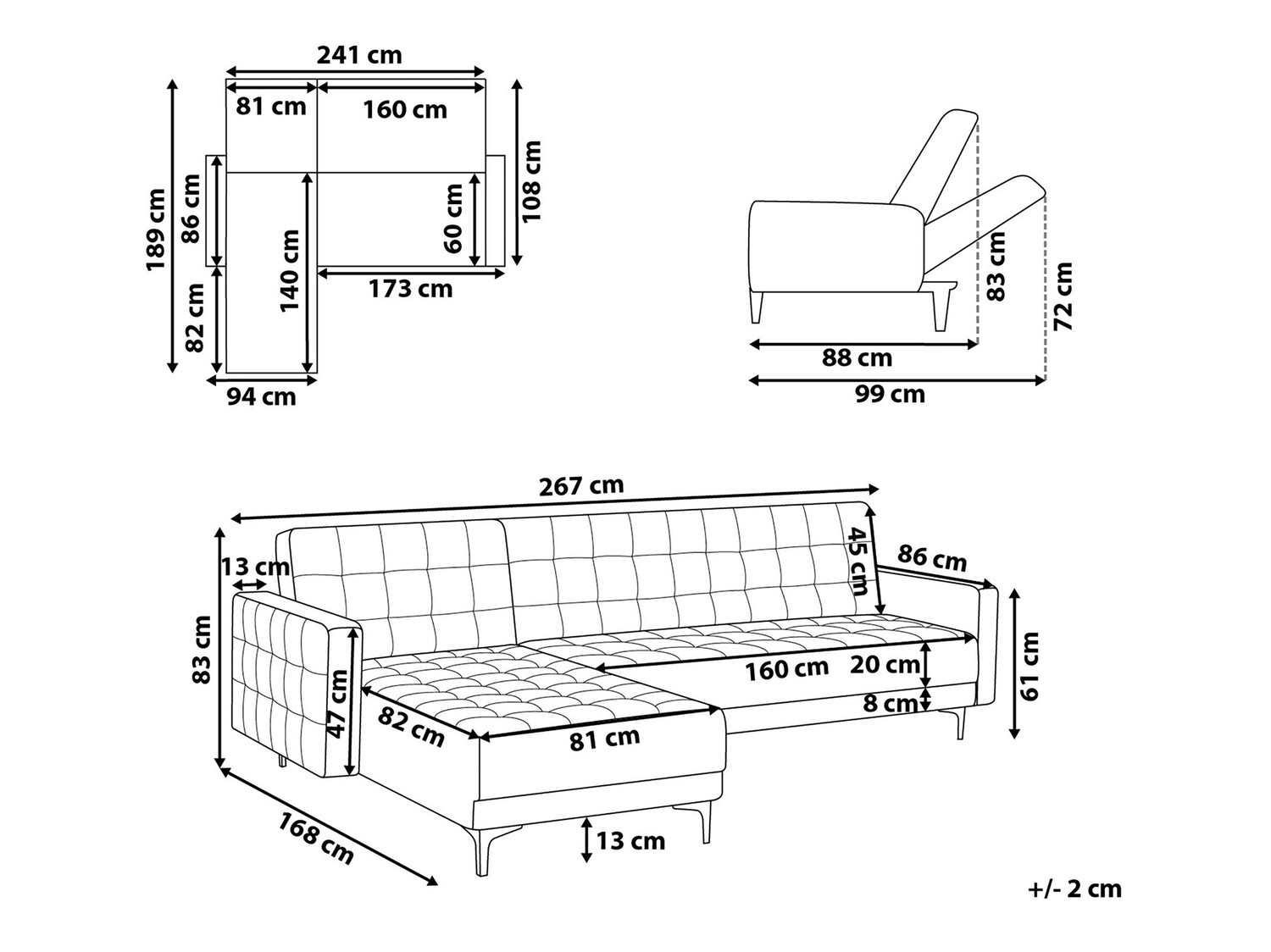 Stūra dīvāns Felvena 111 (Tumši pelēks)