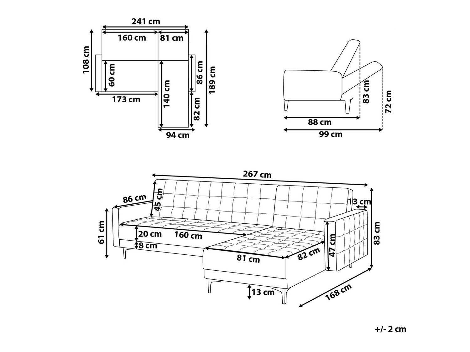 Stūra dīvāns Felvena 111 (Tumši pelēks)